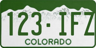 CO license plate 123IFZ