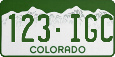 CO license plate 123IGC