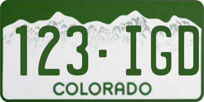 CO license plate 123IGD
