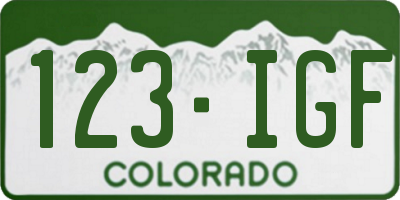 CO license plate 123IGF
