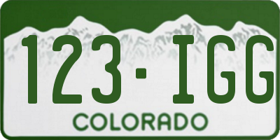 CO license plate 123IGG