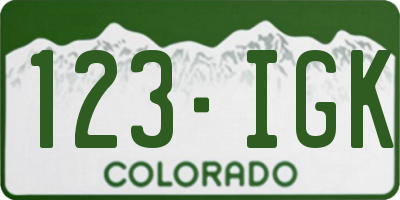 CO license plate 123IGK