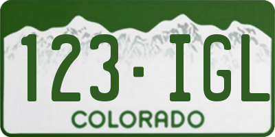 CO license plate 123IGL