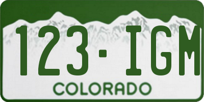 CO license plate 123IGM