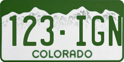 CO license plate 123IGN