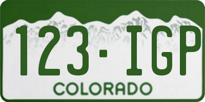 CO license plate 123IGP