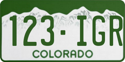 CO license plate 123IGR