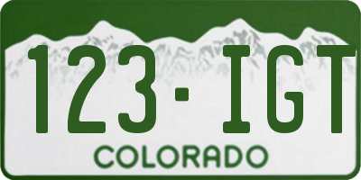 CO license plate 123IGT