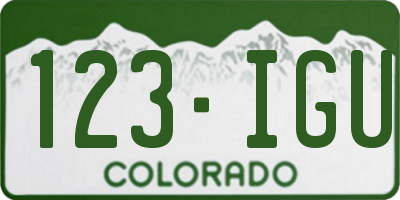 CO license plate 123IGU