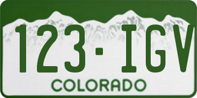 CO license plate 123IGV