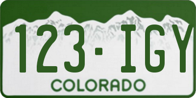 CO license plate 123IGY