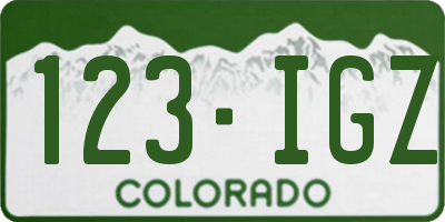CO license plate 123IGZ