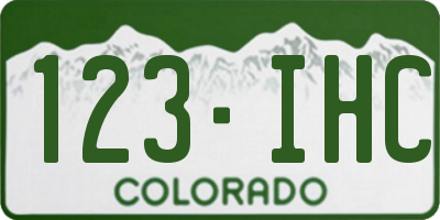 CO license plate 123IHC