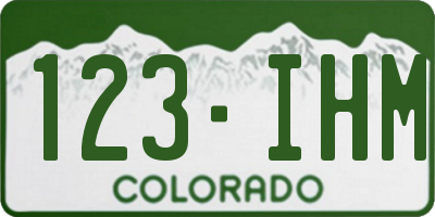 CO license plate 123IHM