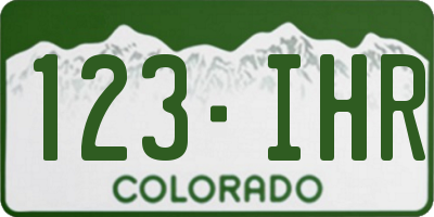 CO license plate 123IHR
