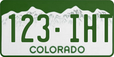 CO license plate 123IHT