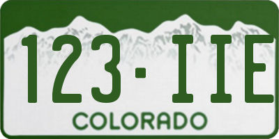 CO license plate 123IIE