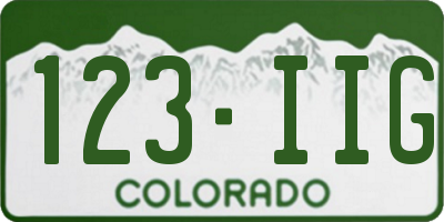 CO license plate 123IIG