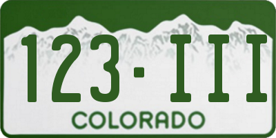 CO license plate 123III