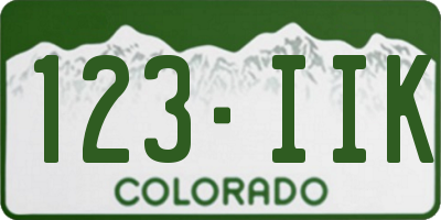 CO license plate 123IIK
