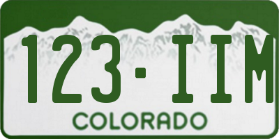 CO license plate 123IIM