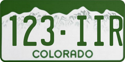 CO license plate 123IIR