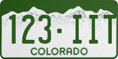 CO license plate 123IIT