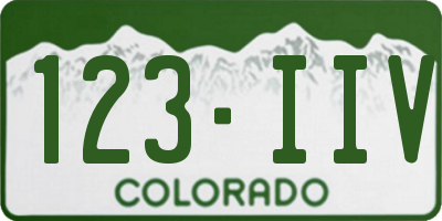 CO license plate 123IIV