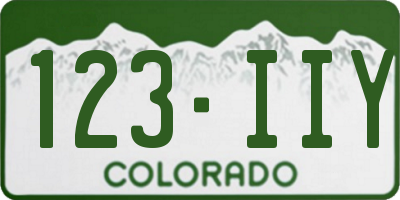 CO license plate 123IIY