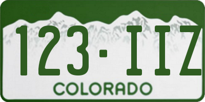 CO license plate 123IIZ