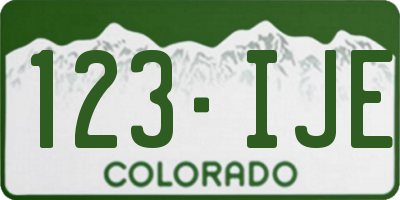 CO license plate 123IJE