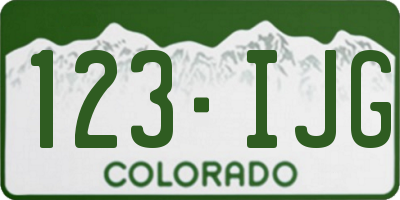 CO license plate 123IJG