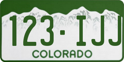 CO license plate 123IJJ