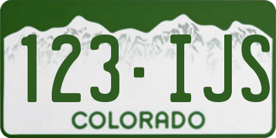 CO license plate 123IJS