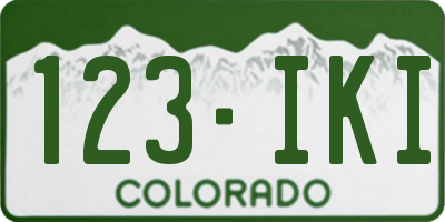 CO license plate 123IKI