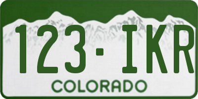 CO license plate 123IKR