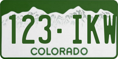 CO license plate 123IKW