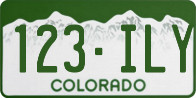 CO license plate 123ILY