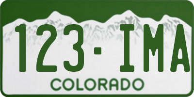CO license plate 123IMA