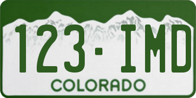 CO license plate 123IMD