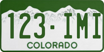 CO license plate 123IMI