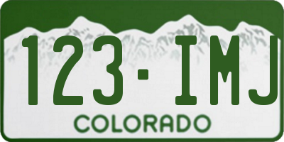 CO license plate 123IMJ