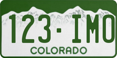 CO license plate 123IMO