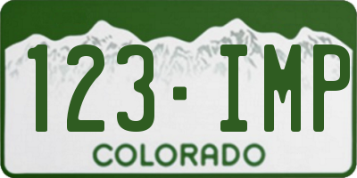 CO license plate 123IMP