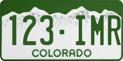 CO license plate 123IMR