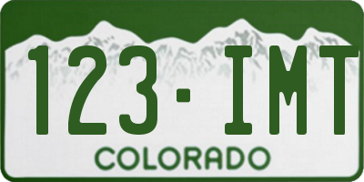 CO license plate 123IMT
