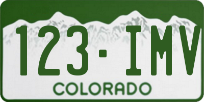 CO license plate 123IMV