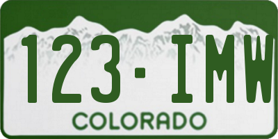 CO license plate 123IMW