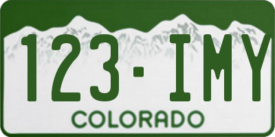 CO license plate 123IMY