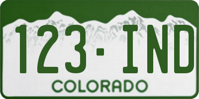 CO license plate 123IND